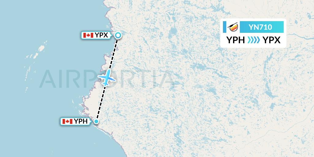 YN710 Air Creebec Flight Map: Inukjuak to Puvirnituq