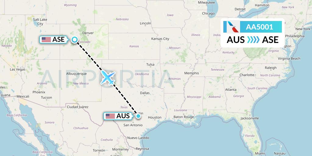 AA5001 American Airlines Flight Map: Austin to Aspen