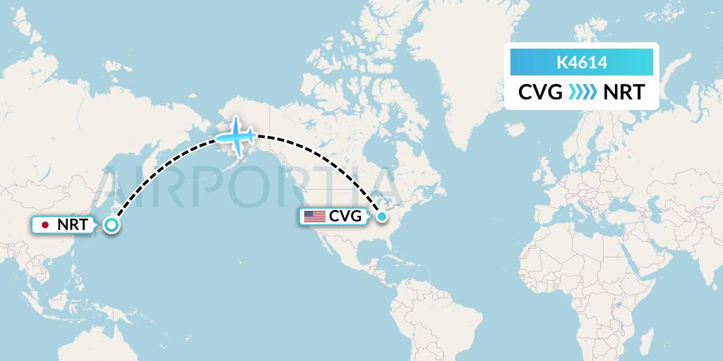 K4614 Kalitta Air Flight Map: Cincinnati to Tokyo
