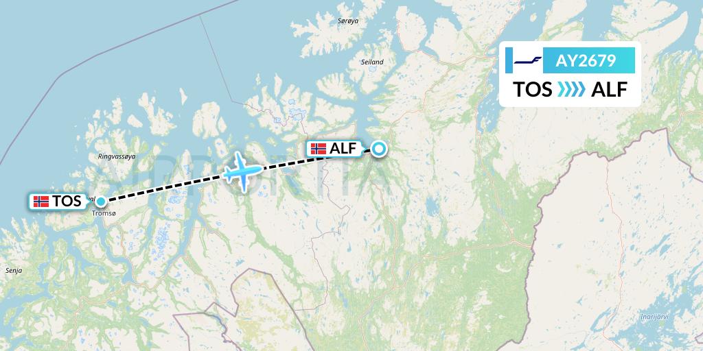 AY2679 Finnair Flight Map: Tromso to Alta