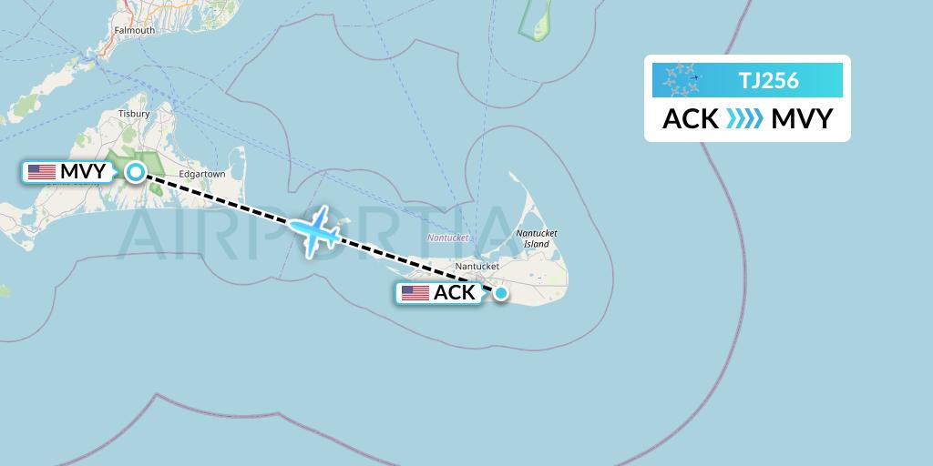 TJ256 Tradewind Aviation Flight Map: Nantucket to Martha's Vineyard