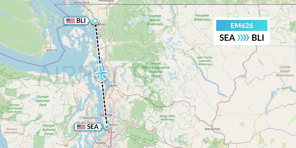 EM626 Empire Airlines Flight Map: Seattle to Bellingham