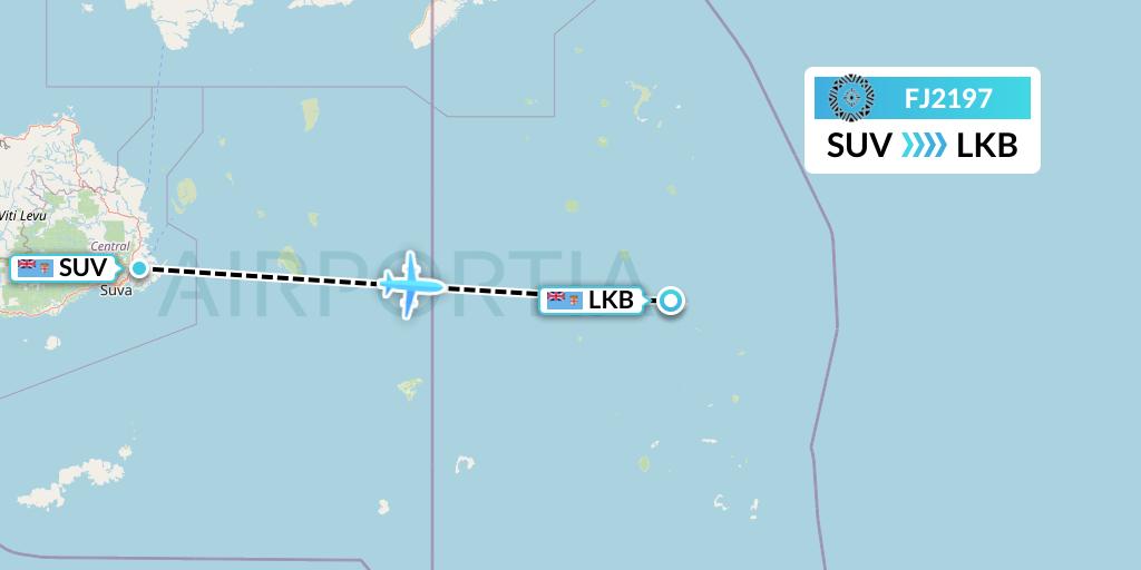 FJ2197 Fiji Airways Flight Map: Suva to Lakeba Island
