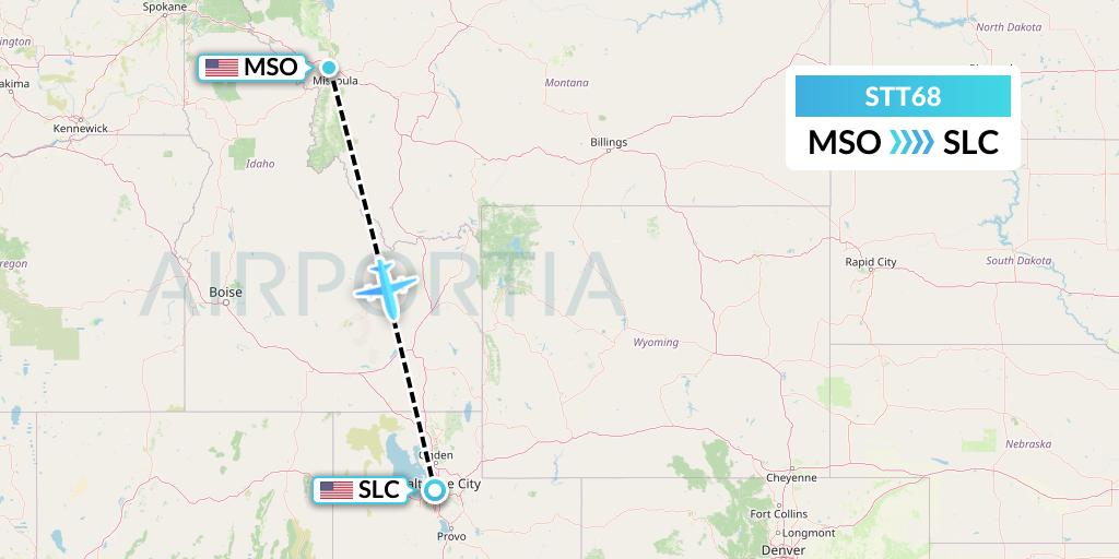 STT68 Western Aircraft, Inc. Flight Map: Missoula to Salt Lake City