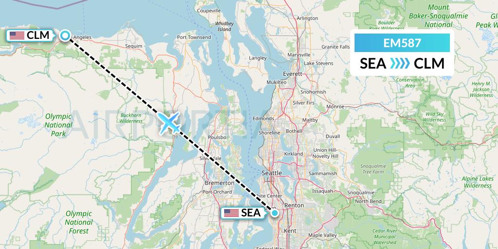 EM587 Empire Airlines Flight Map: Seattle to Port Angeles