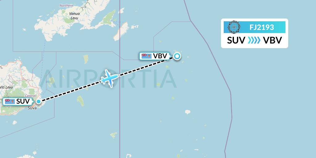 FJ2193 Fiji Airways Flight Map: Suva to Vanua Balavu