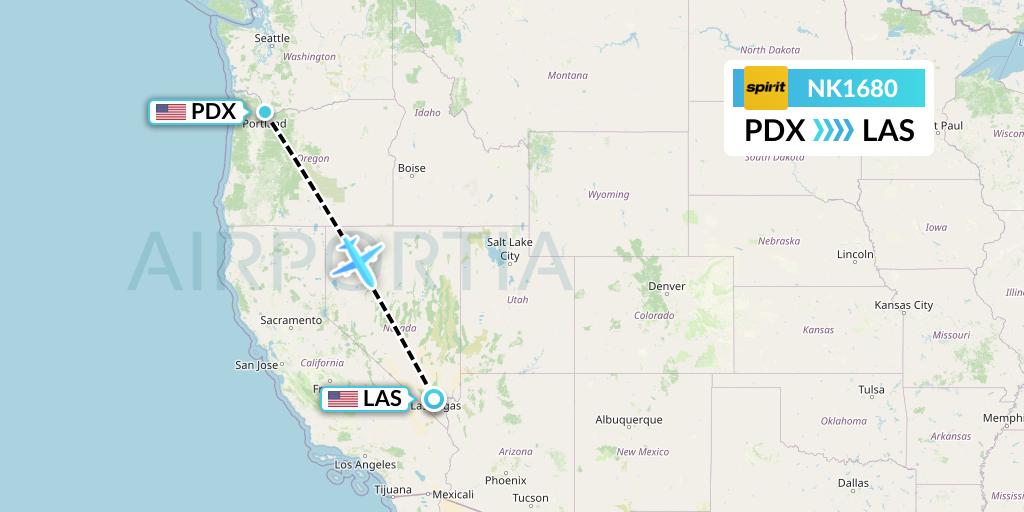 NK1680 Spirit Airlines Flight Map: Portland to Las Vegas