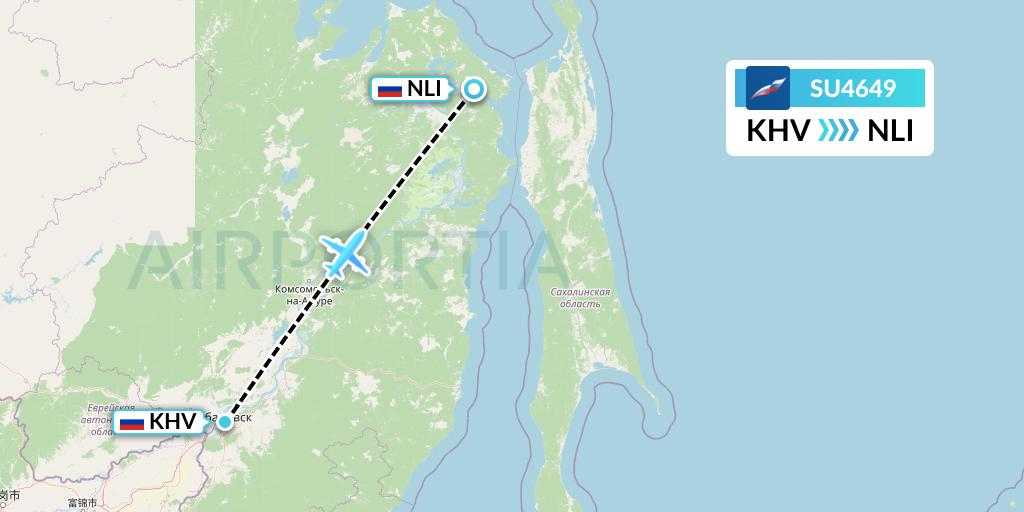 SU4649 Aeroflot Flight Map: Khabarovsk to Khabarovsk