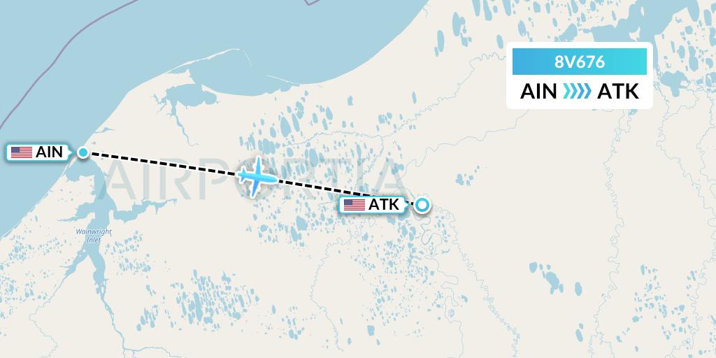 8V676 Wright Air Service Flight Map: Wainwright to Atqasuk