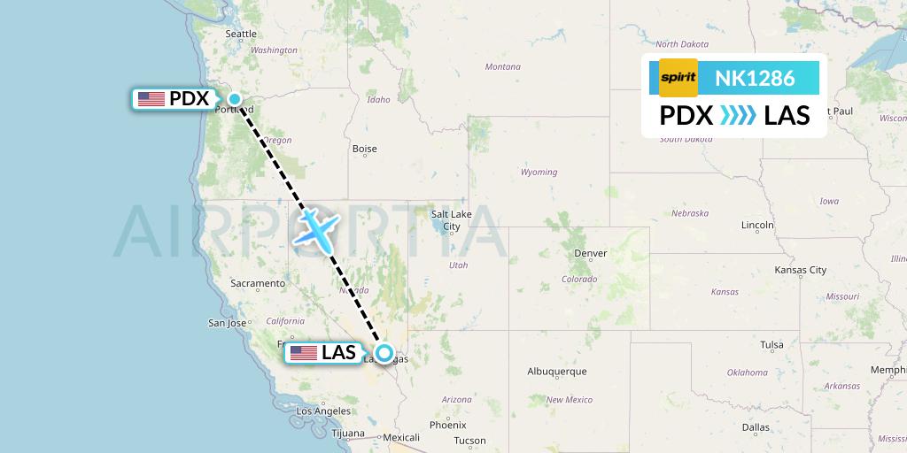 NK1286 Spirit Airlines Flight Map: Portland to Las Vegas
