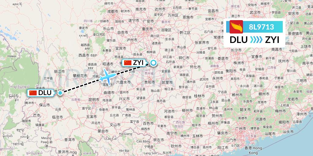 8L9713 Lucky Air Flight Map: Dali to Zunyi