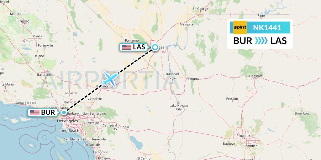 NK1441 Spirit Airlines Flight Map: Burbank to Las Vegas