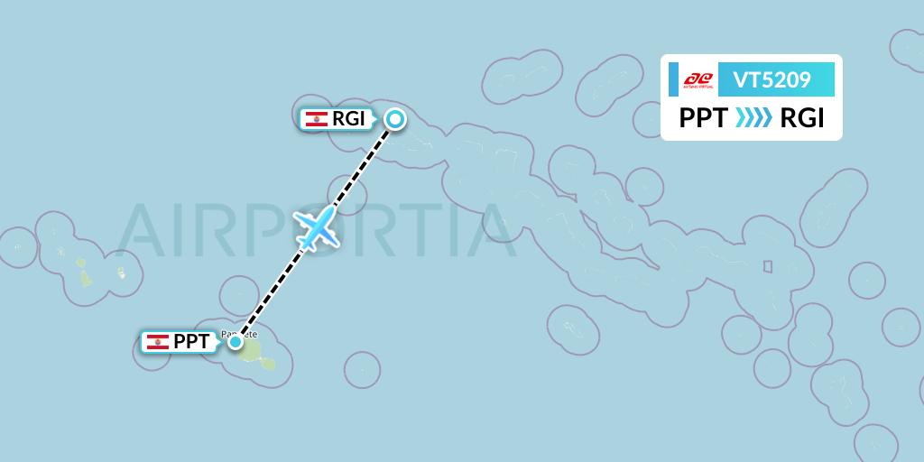 VT5209 Air Tahiti Flight Map: Papeete to Rangiroa