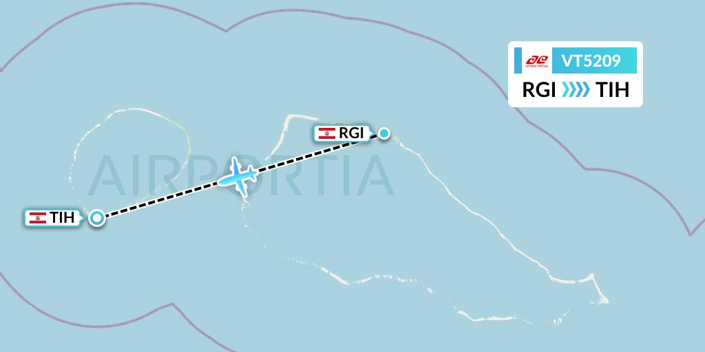 VT5209 Air Tahiti Flight Map: Rangiroa to Tikehau
