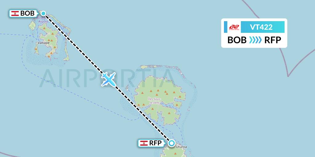 VT422 Air Tahiti Flight Map: Bora Bora to Raiatea