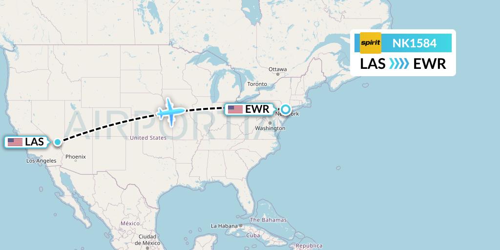 NK1584 Spirit Airlines Flight Map: Las Vegas to New York