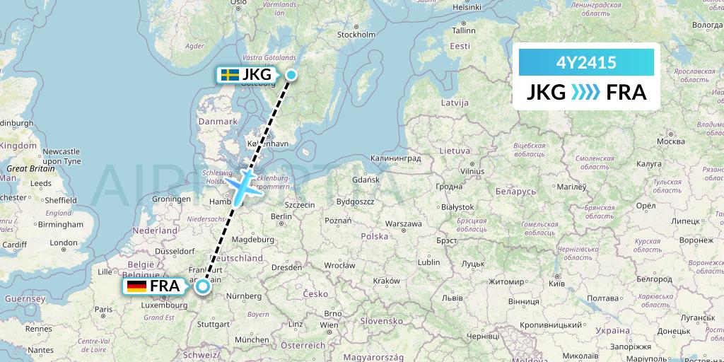 4Y2415 Eurowings Discover Flight Map: Jonkoping to Frankfurt