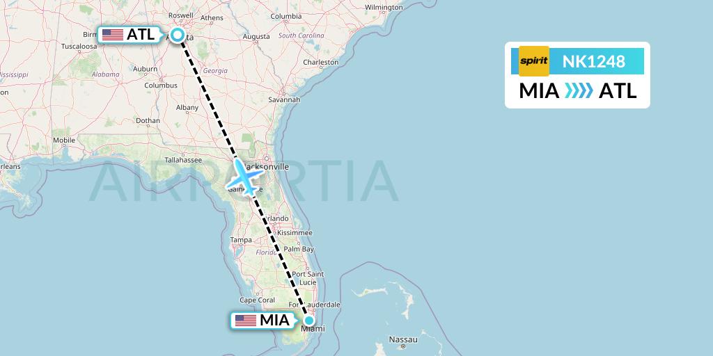 NK1248 Spirit Airlines Flight Map: Miami to Atlanta