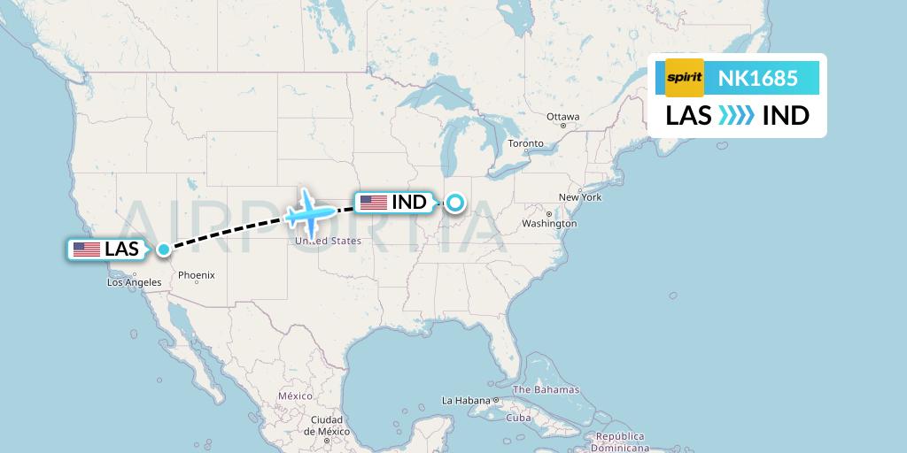 NK1685 Spirit Airlines Flight Map: Las Vegas to Indianapolis