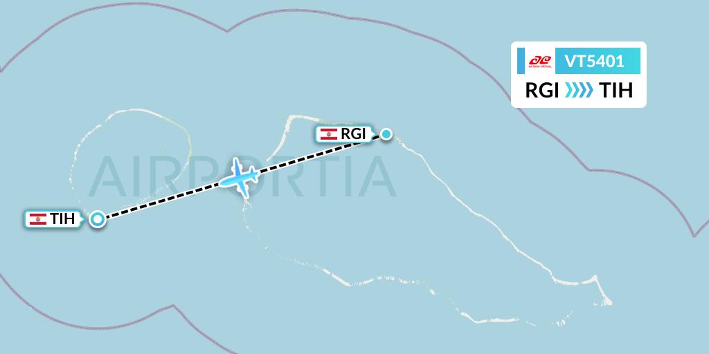 VT5401 Air Tahiti Flight Map: Rangiroa to Tikehau