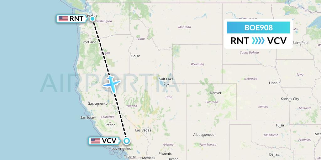 BOE908 Boeing Flight Map: Renton to Victorville