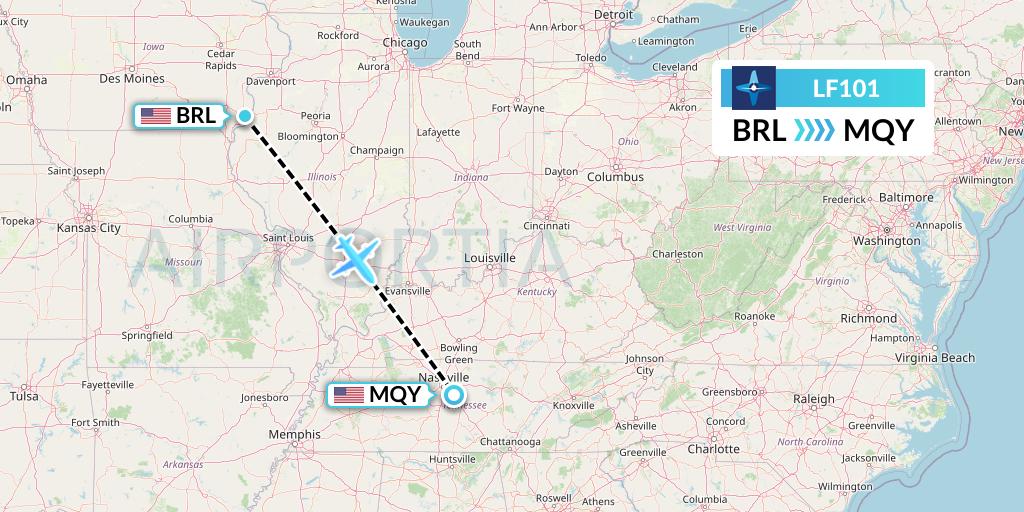 LF101 Corporate Flight Management Flight Map: Burlington to Smyrna