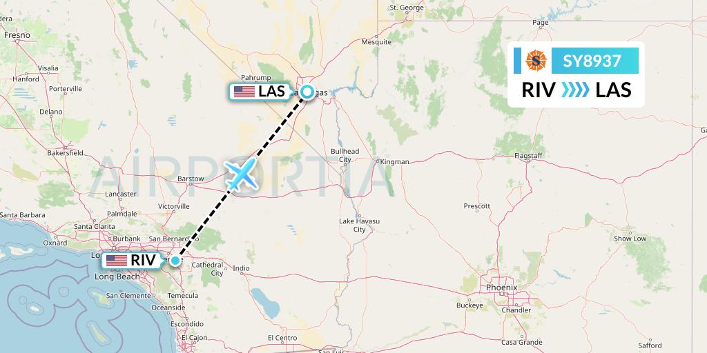 SY8937 Sun Country Airlines Flight Map: Riverside to Las Vegas