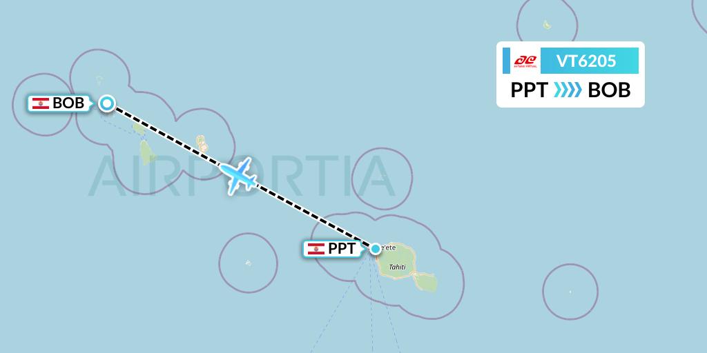 VT6205 Air Tahiti Flight Map: Papeete to Bora Bora