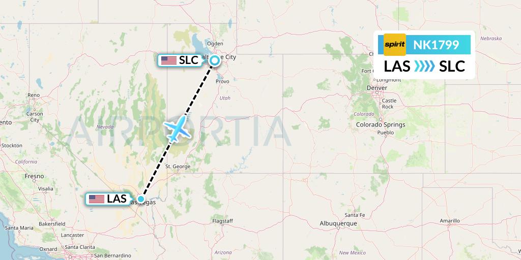 NK1799 Spirit Airlines Flight Map: Las Vegas to Salt Lake City