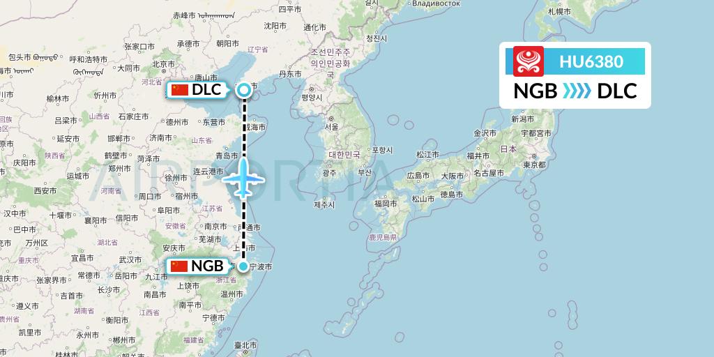 HU6380 Hainan Airlines Flight Map: Ningbo to Dalian