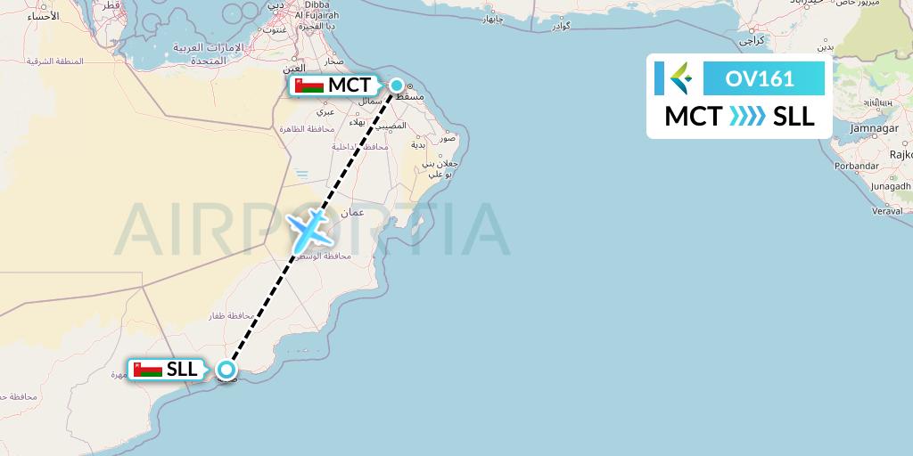 OV161 SalamAir Flight Map: Muscat to Salalah
