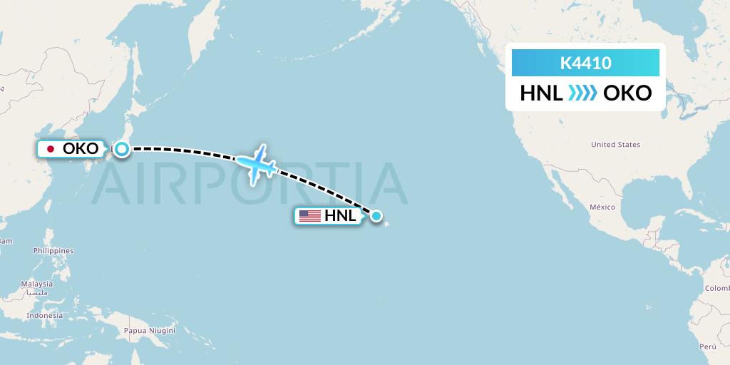 K4410 Kalitta Air Flight Map: Honolulu to Fussa