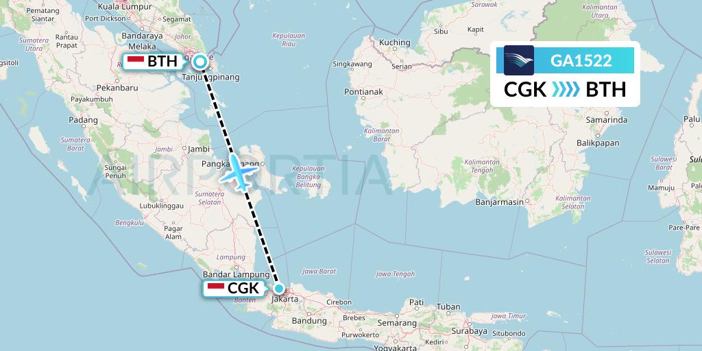 GA1522 Garuda Indonesia Flight Map: Jakarta to Batam