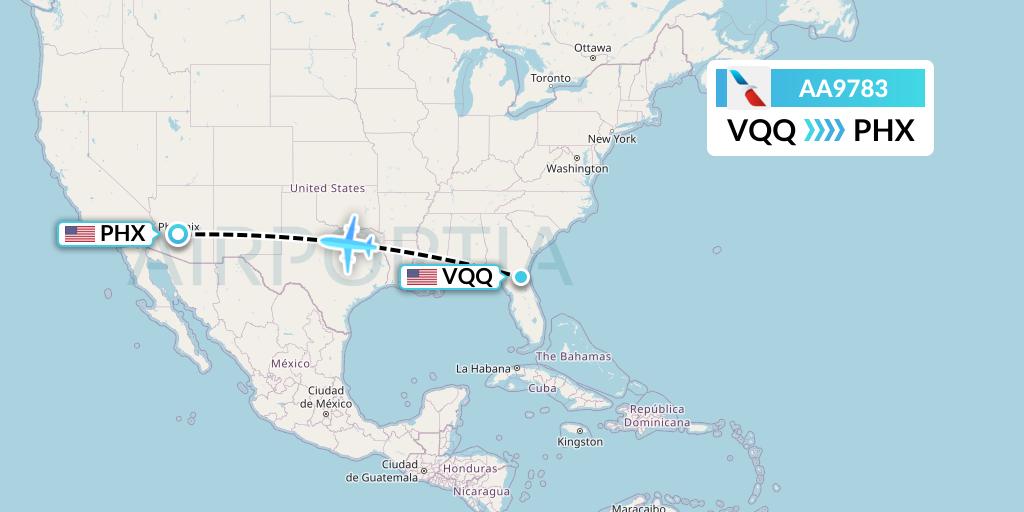 AA9783 American Airlines Flight Map: Jacksonville to Phoenix