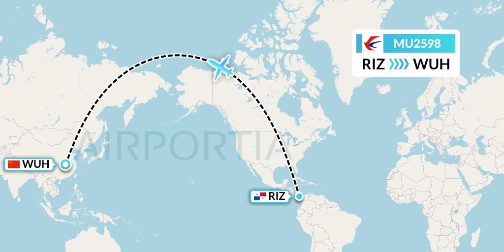MU2598 China Eastern Airlines Flight Map: Rio Alzucar to Wuhan