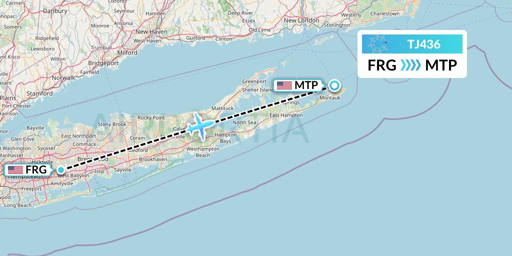 TJ436 Tradewind Aviation Flight Map: Farmingdale to Montauk