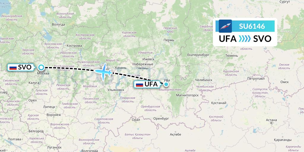 SU6146 Aeroflot Flight Map: Ufa to Moscow