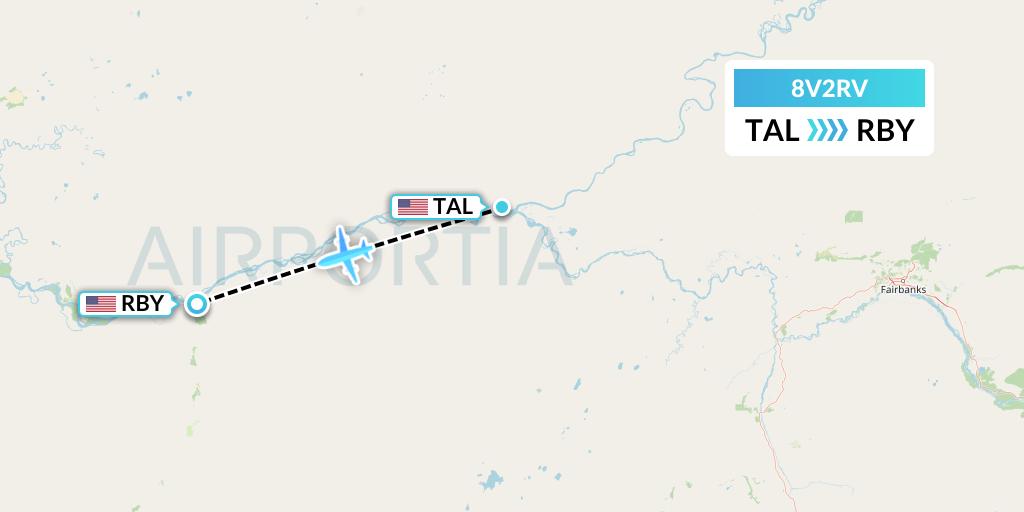 8V2RV Wright Air Service Flight Map: Tanana to Ruby