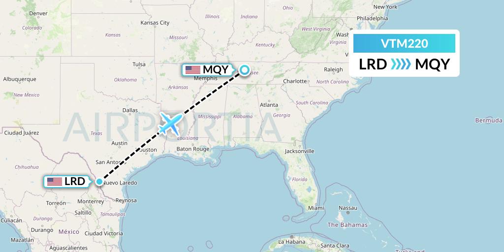 VTM220 Aeronaves TSM Flight Map: Laredo to Smyrna