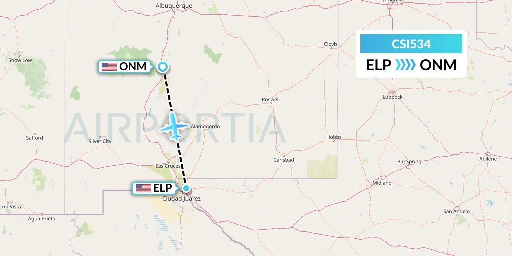 CSI534 Csi Aviation Flight Map: El Paso to Socorro