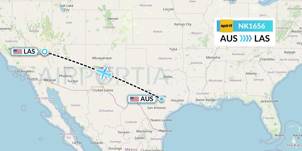 NK1656 Spirit Airlines Flight Map: Austin to Las Vegas