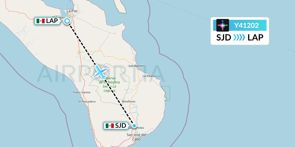 Y41202 Volaris Flight Map: San Jose del Cabo to La Paz