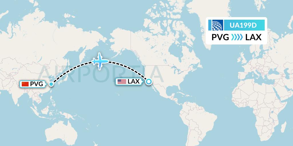 UA199D United Airlines Flight Map: Shanghai to Los Angeles
