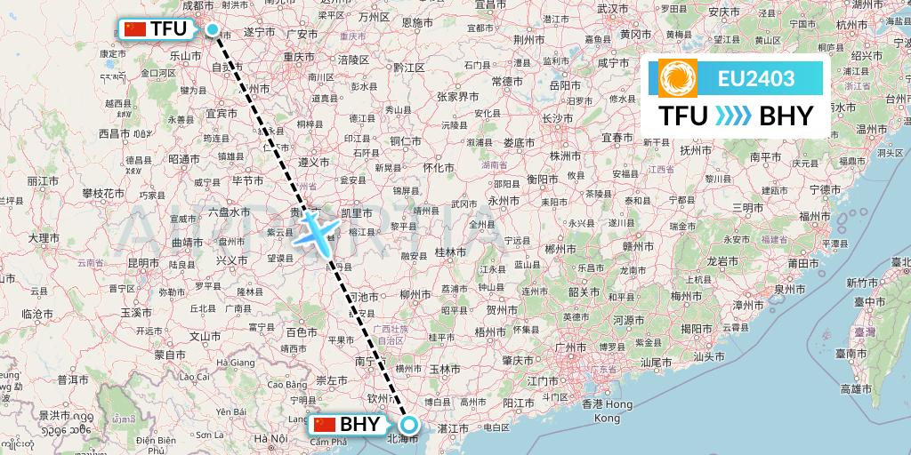 EU2403 Chengdu Airlines Flight Map: Chengdu to Beihai