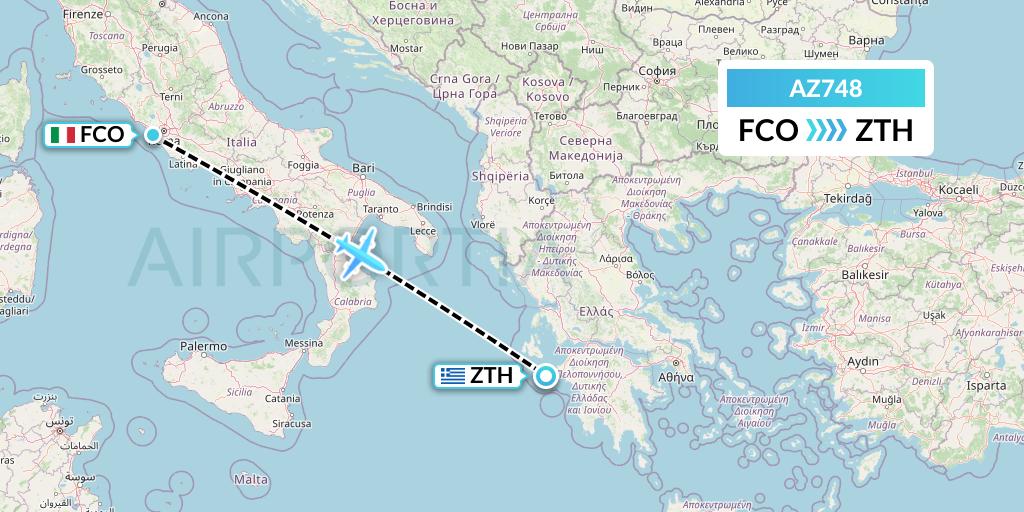 AZ748 Flight Status ITA Airways: Rome to Zakynthos (ITY748)