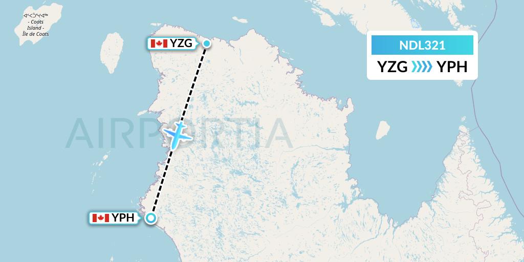 NDL321 Chrono Aviation Flight Map: Salluit to Inukjuak