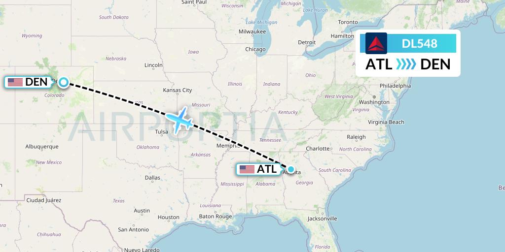 DL548 Delta Air Lines Flight Map: Atlanta to Denver