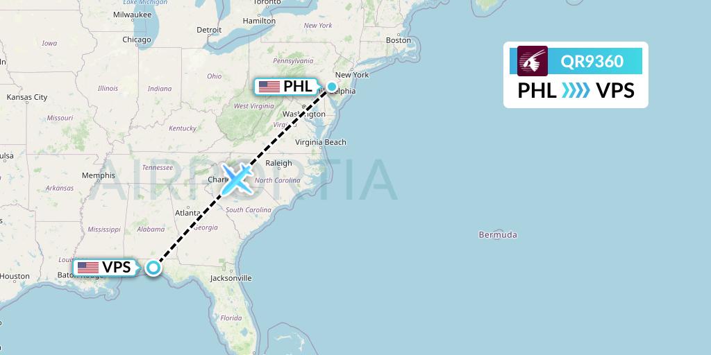 QR9360 Qatar Airways Flight Map: Philadelphia to Valparaiso