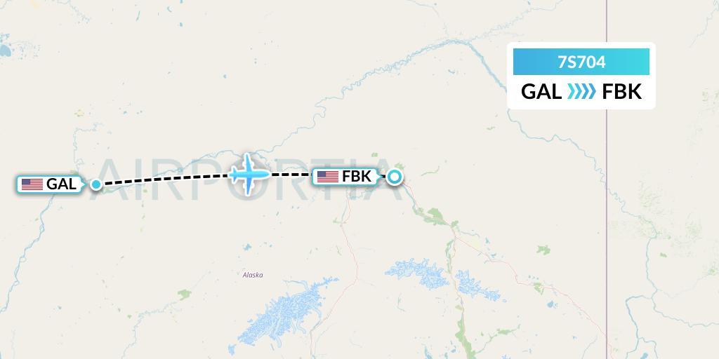 7S704 Ryan Air (USA) Flight Map: Galena to Fairbanks-Ft Wainwright