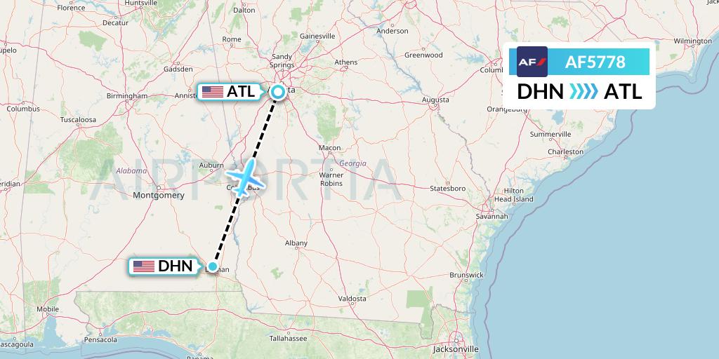 AF5778 Air France Flight Map: Dothan to Atlanta